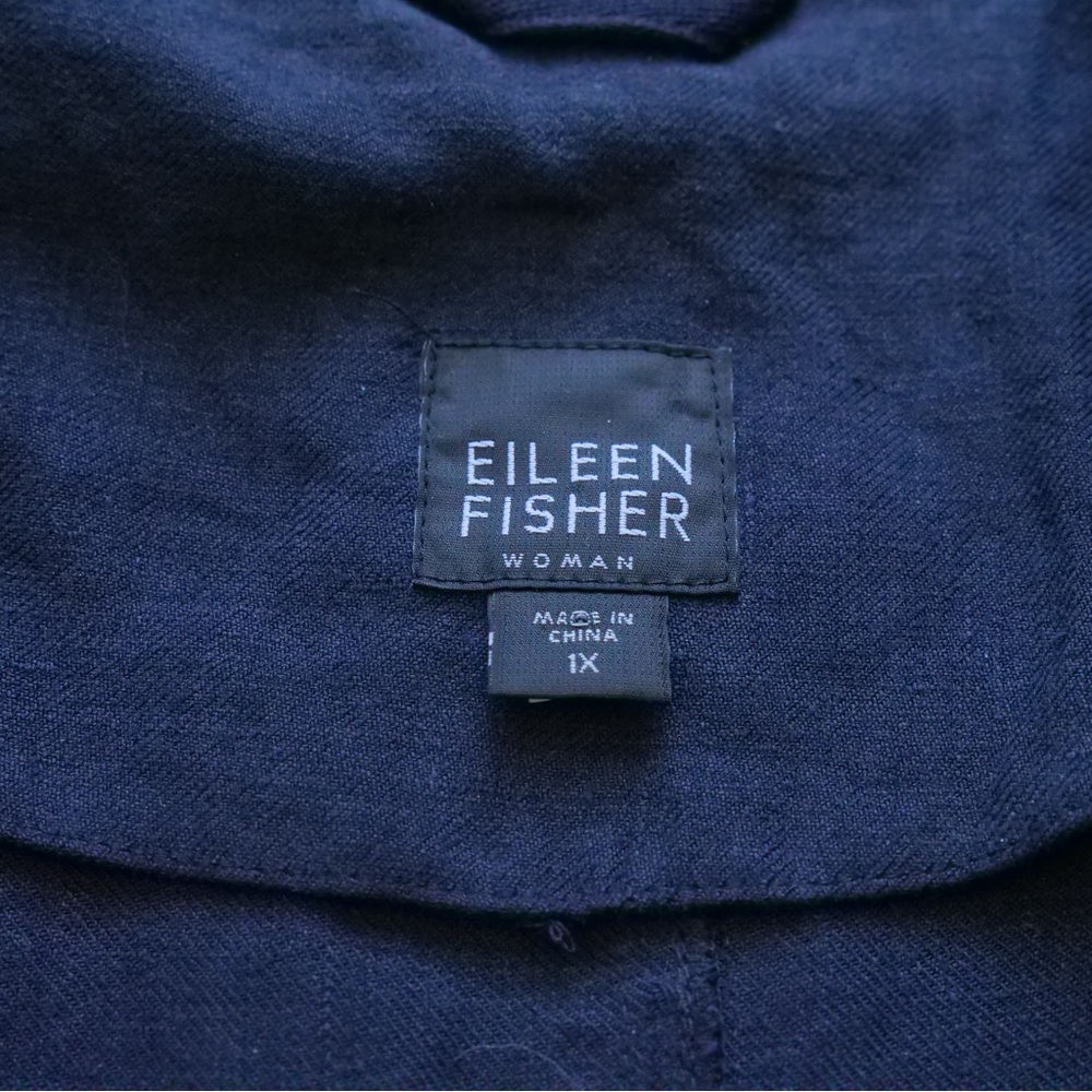 Eileen Fisher Navy Linen A-Line Coat